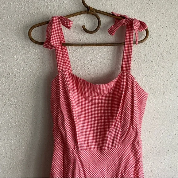 Draper James Red Gingham Picnic Dress with Bow Detail - Picture 2 of 5